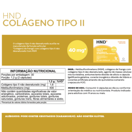 Suplemento Alimentar Colágeno Tipo II HND 60 Cápsulas - Image 3