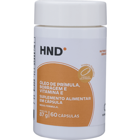Suplemento Alimentar Óleo de Prímula, Borragem & Vitamina E 60 Cápsulas HND